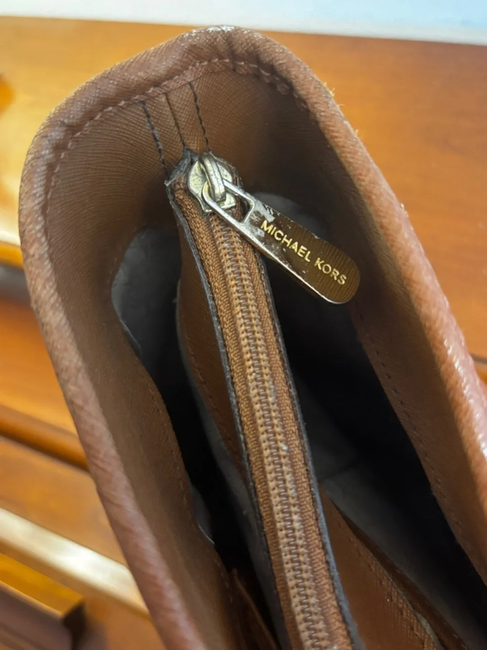 Michael Kors Jet Set Saffiano Leather Tote Brown MK Bag